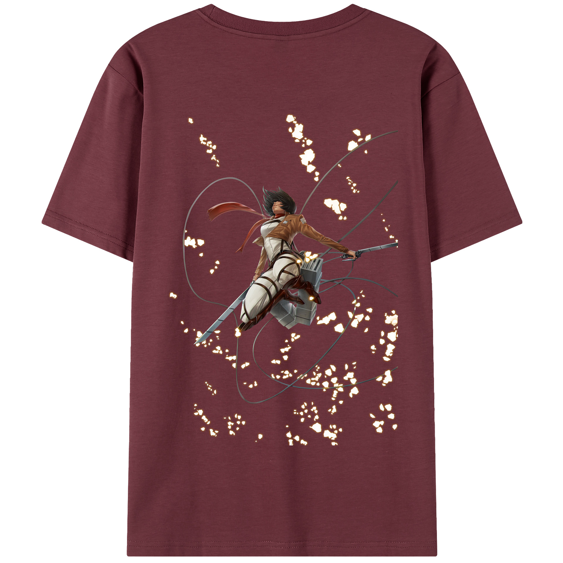 （画像用） 進撃の巨人 ミカサ·アッカーマン Attack on Titan Mikasa Ackerman 綿100％半袖Tシャツ（背面プリント）